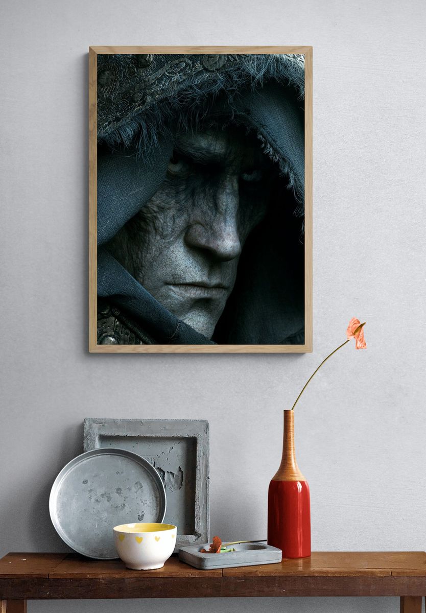 Dark Hooded Portrait Print. — room view 3