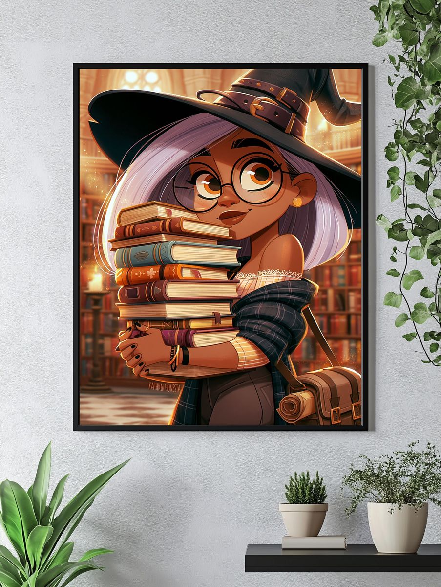 Book Witch Library Illustration Poster. — room view 4