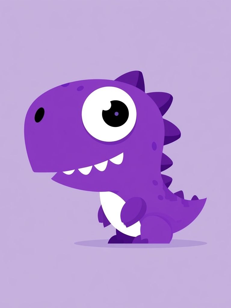 Purple Dinosaur Cartoon Print. poster — illustration art