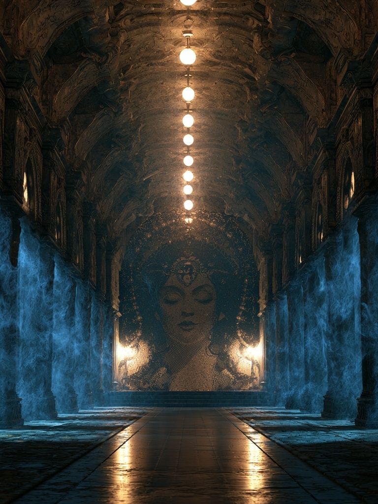 Mystic Temple Corridor Poster. poster detail