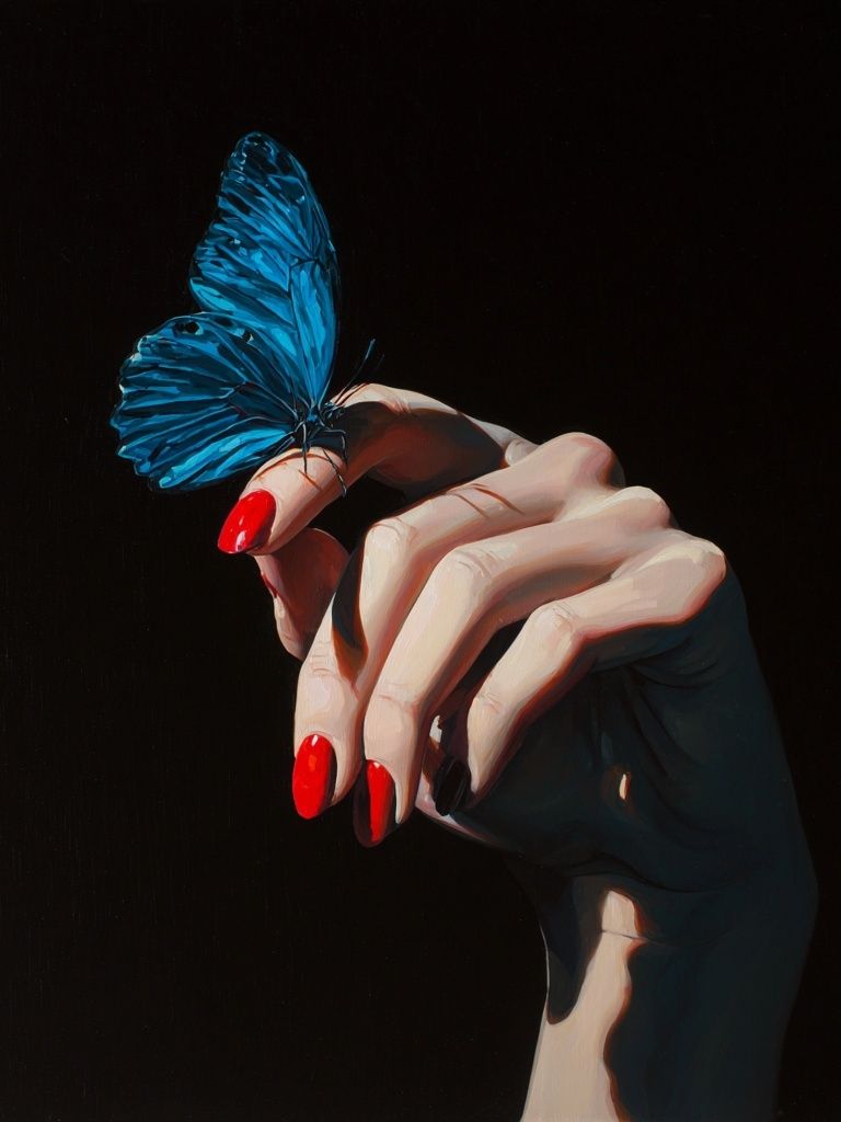 Blue Butterfly Hand Illustration Poster. poster — illustration art