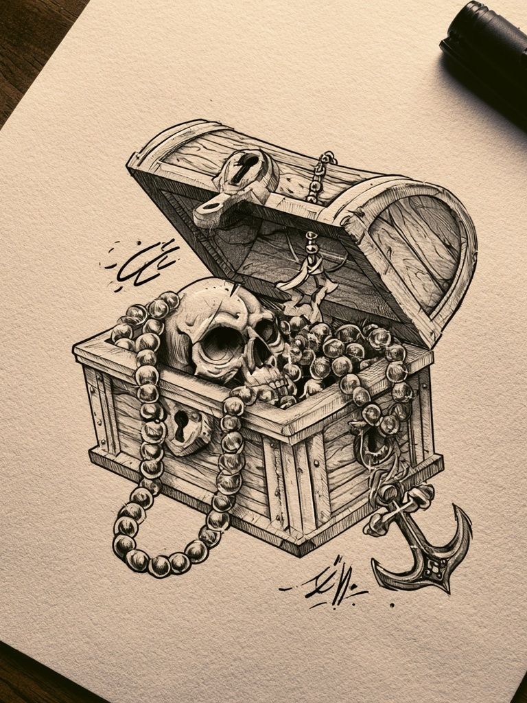 Pirate Treasure Chest Illustration Poster. poster — illustration art