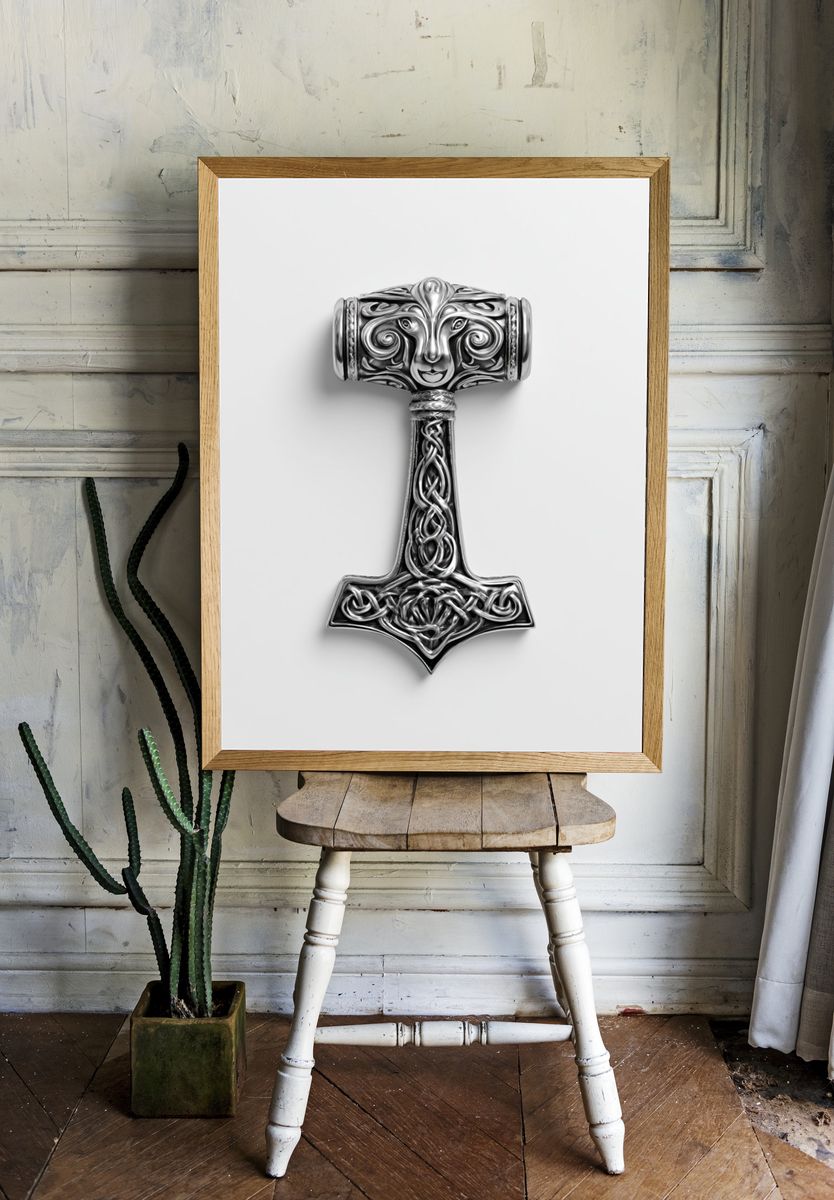 Celtic Hammer Illustration Poster. room preview