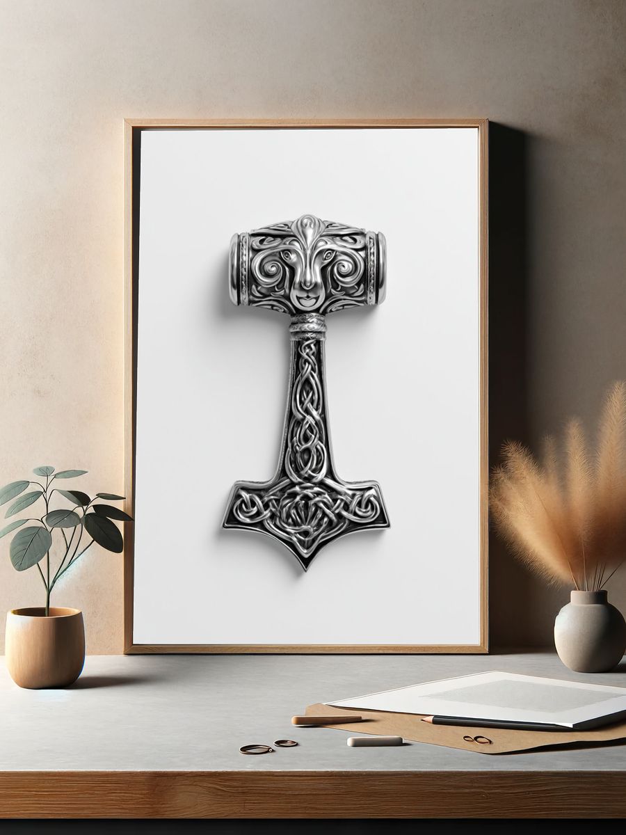 Celtic Hammer Illustration Poster. — room view 2