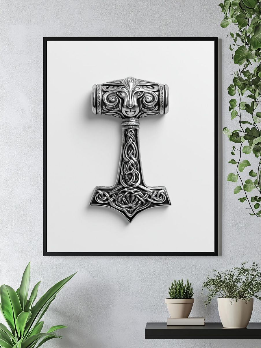 Celtic Hammer Illustration Poster. — room view 4