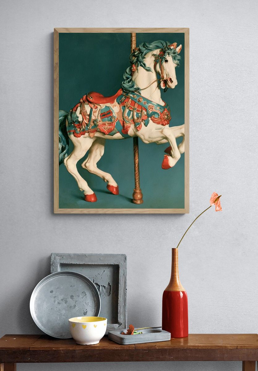 Carousel Horse Illustration Poster. — room view 3