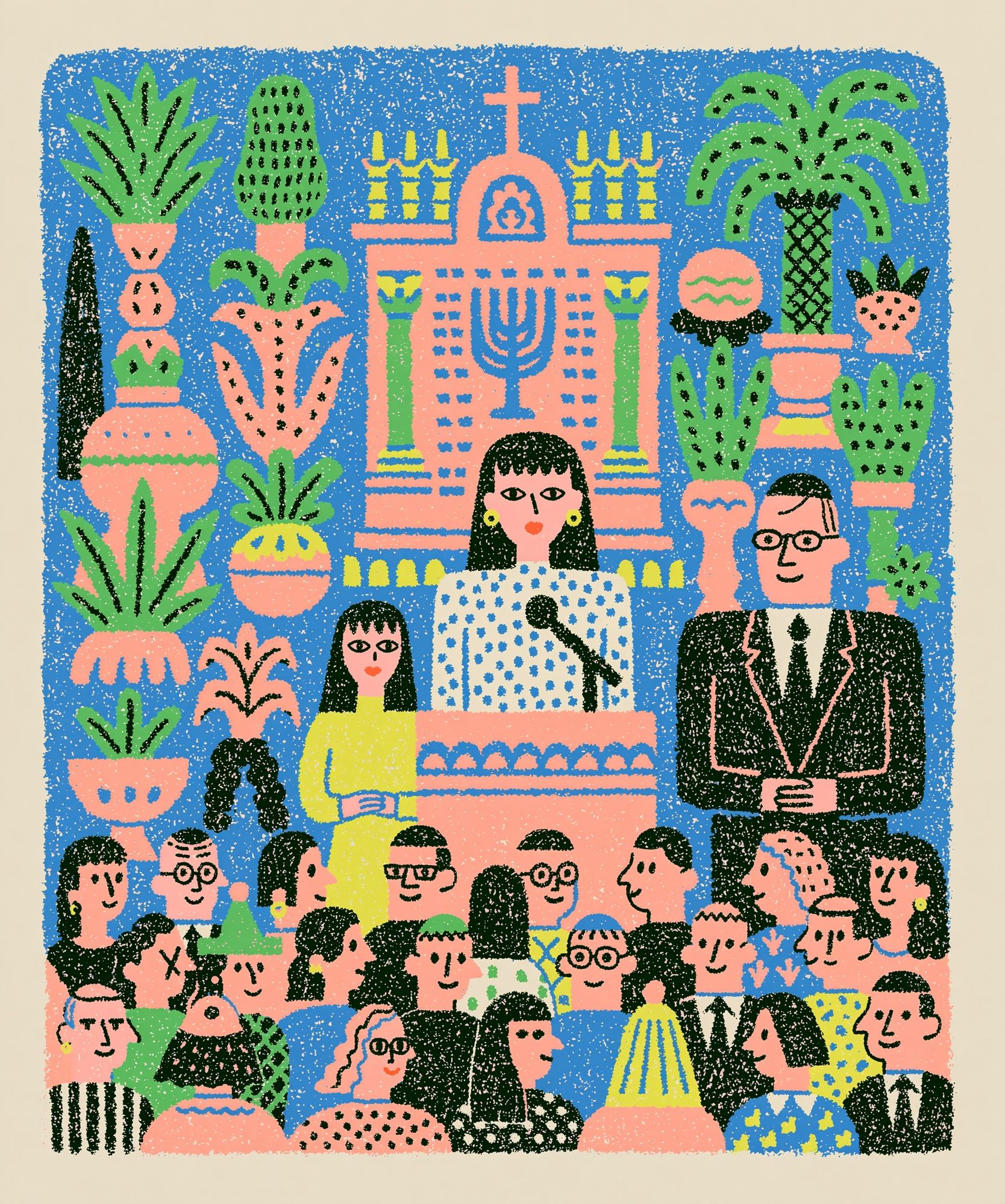 Colorful Crowd Illustration Poster. poster detail