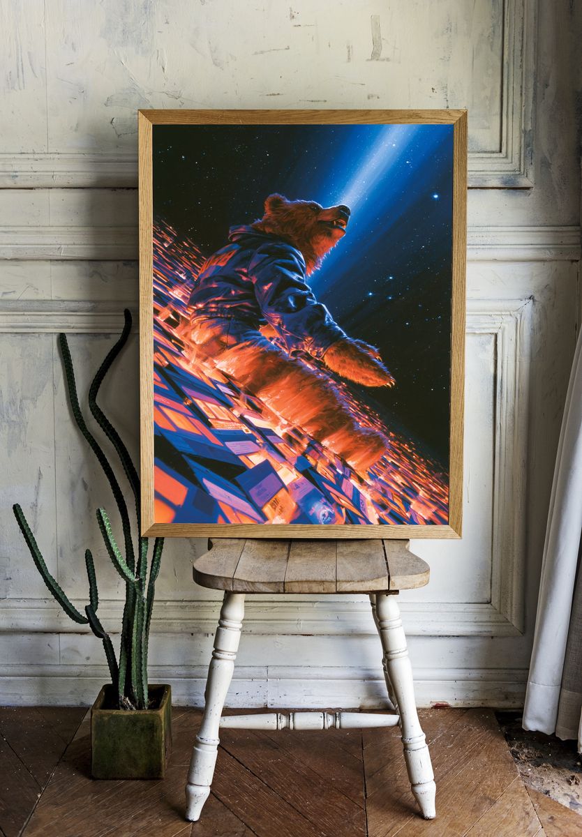 Cosmic Bear Digital Art Poster. room preview