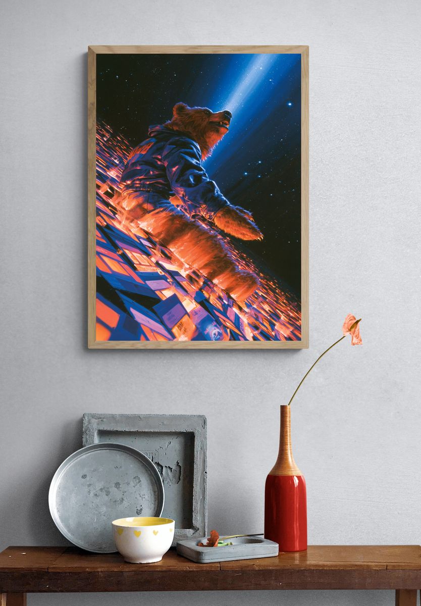 Cosmic Bear Digital Art Poster. — room view 3