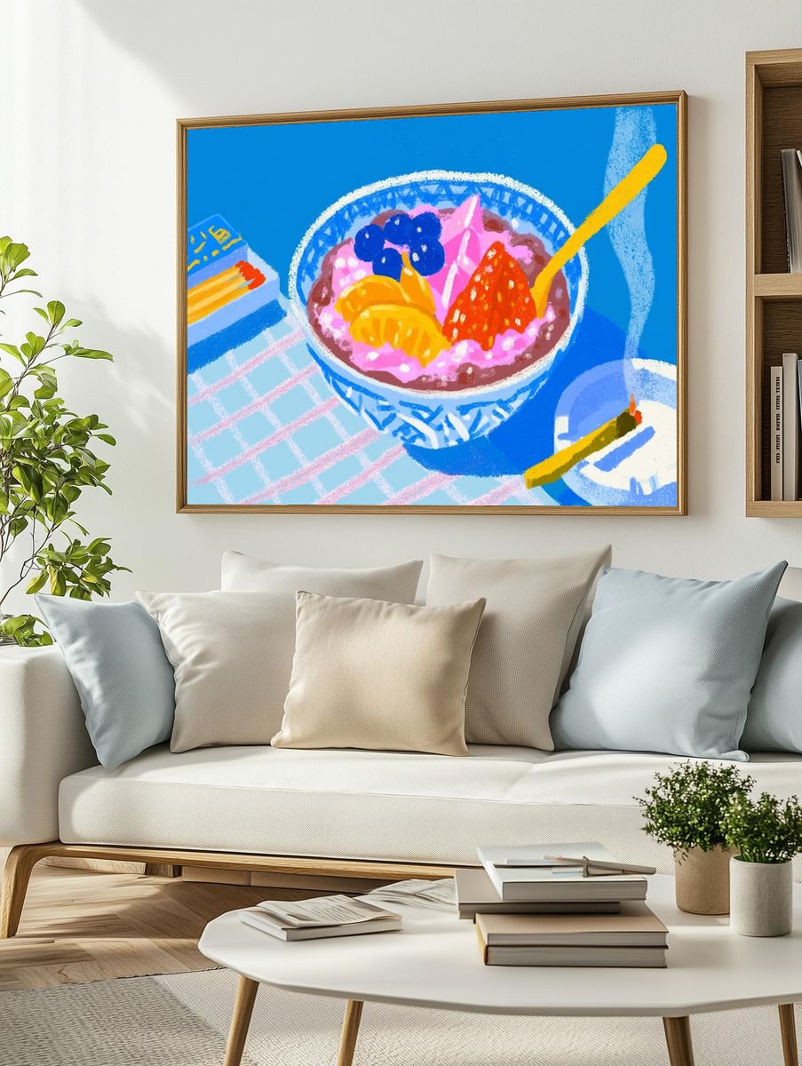 Fruit Bowl Illustration Poster. — room view 2
