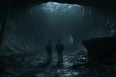 Cave Explorers Sci-Fi Poster. poster