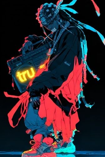 Neon Street Figure Illustration Poster. poster — illustration art