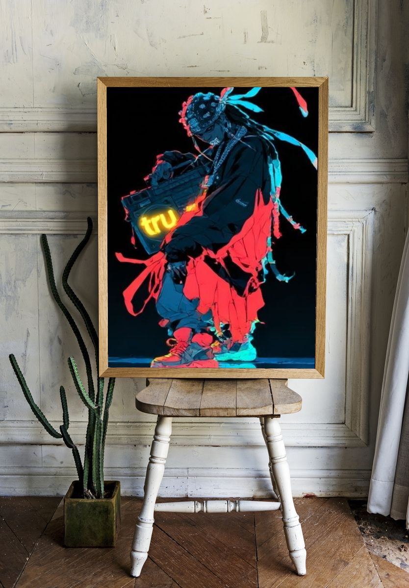 Neon Street Figure Illustration Poster. room preview