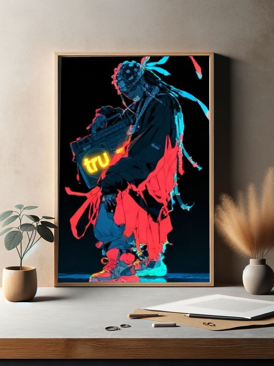 Neon Street Figure Illustration Poster. — room view 2