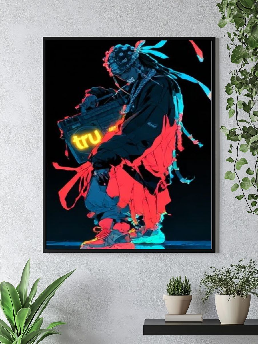 Neon Street Figure Illustration Poster. — room view 4