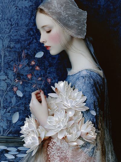 Dreamy Floral Portrait Print. poster