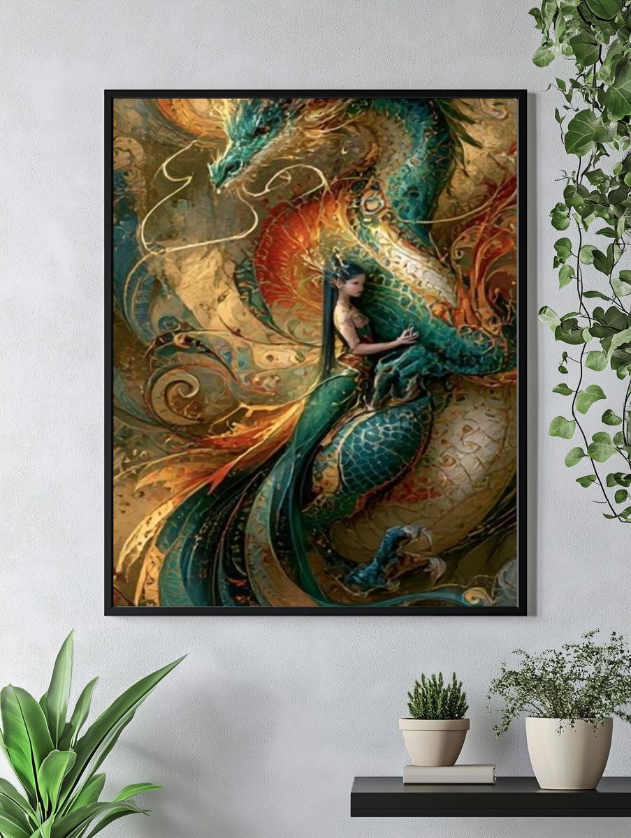Dragon Embrace Fantasy Poster. — room view 4