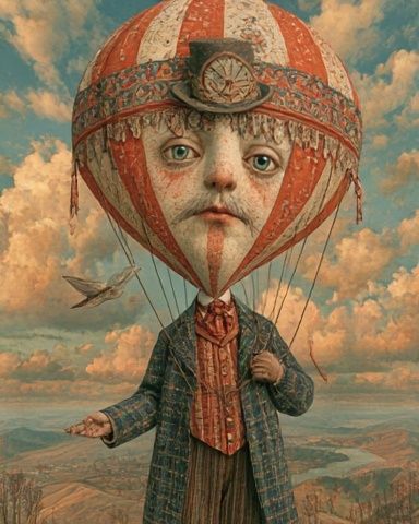 Surreal Balloon Boy Illustration Poster. poster — illustration art