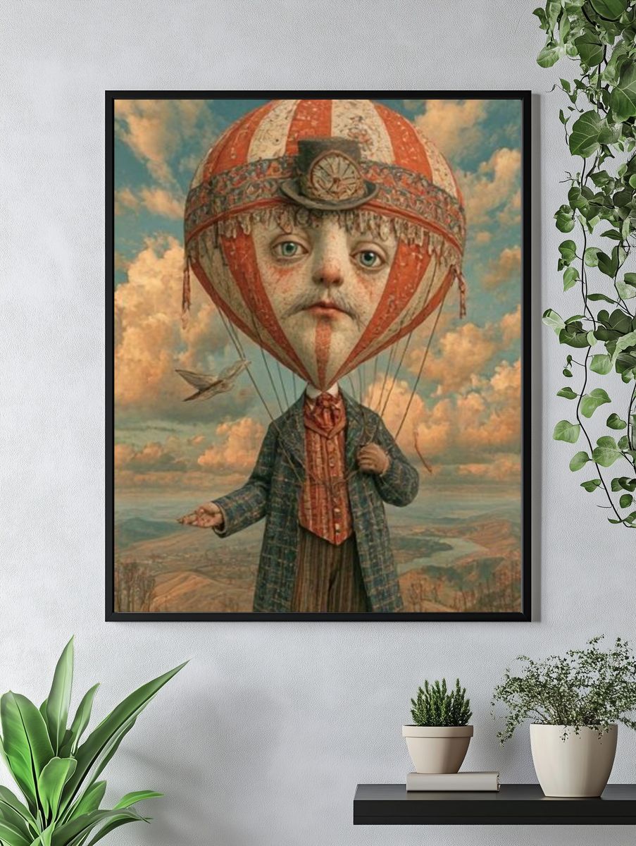Surreal Balloon Boy Illustration Poster. — room view 4