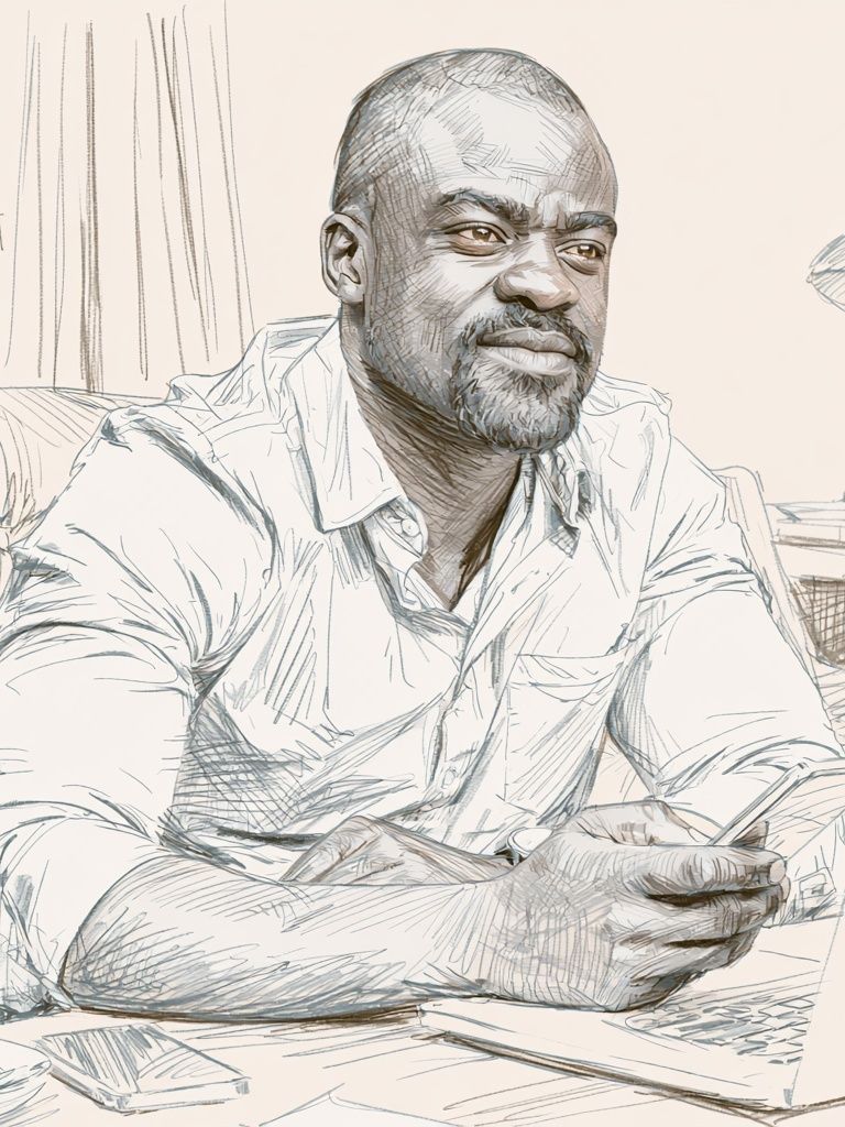 Contemplative Man Sketch Portrait Print. poster detail