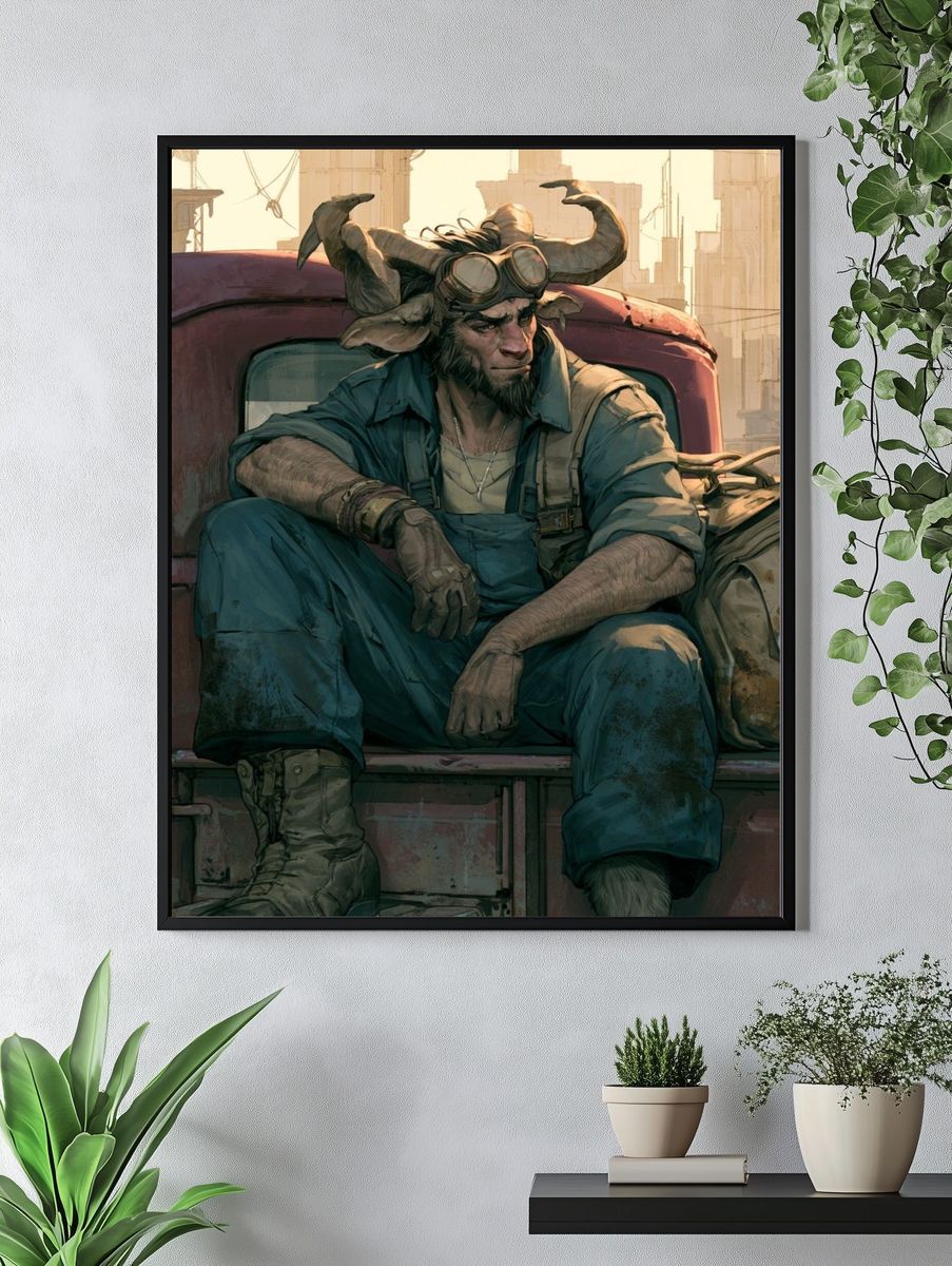 Horned Traveler Digital Art Poster. — room view 4