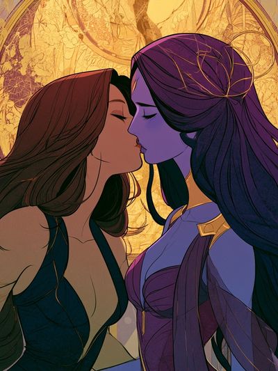 Moonlit Kiss Illustration Poster.