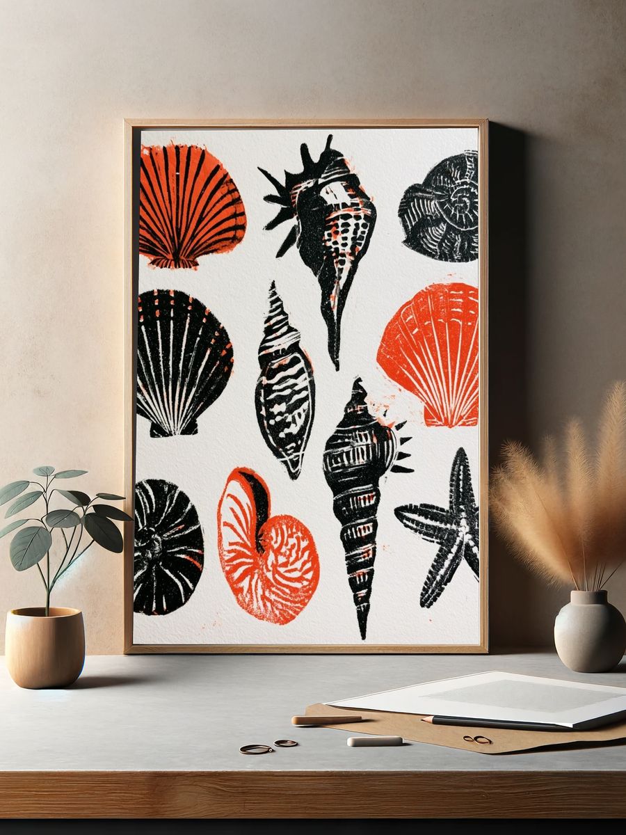 Seashell Study Illustration Poster. — room view 2