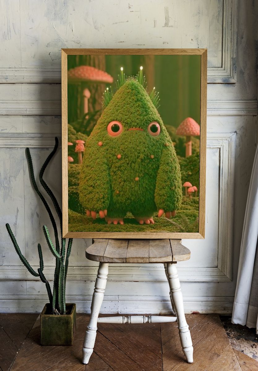 Mossy Forest Creature Illustration Poster. room preview