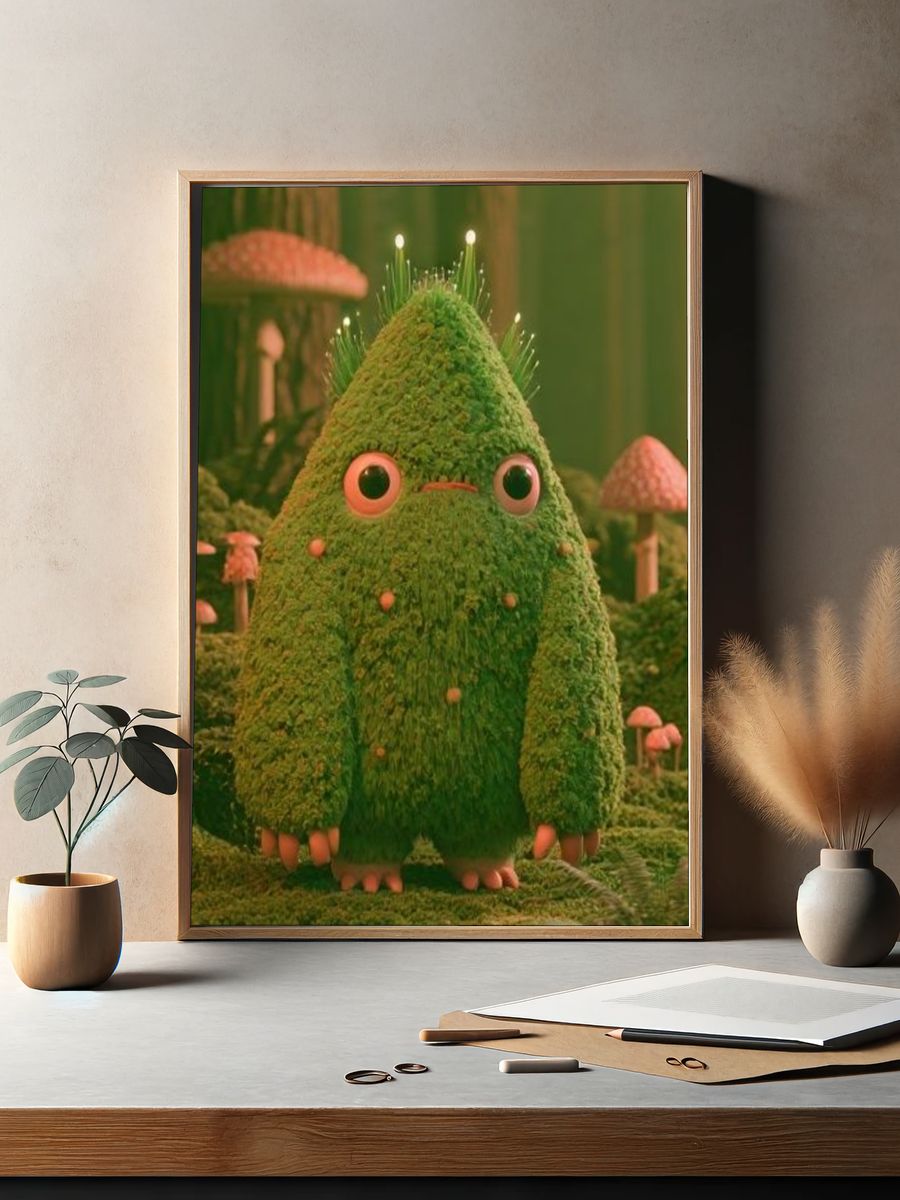 Mossy Forest Creature Illustration Poster. — room view 2