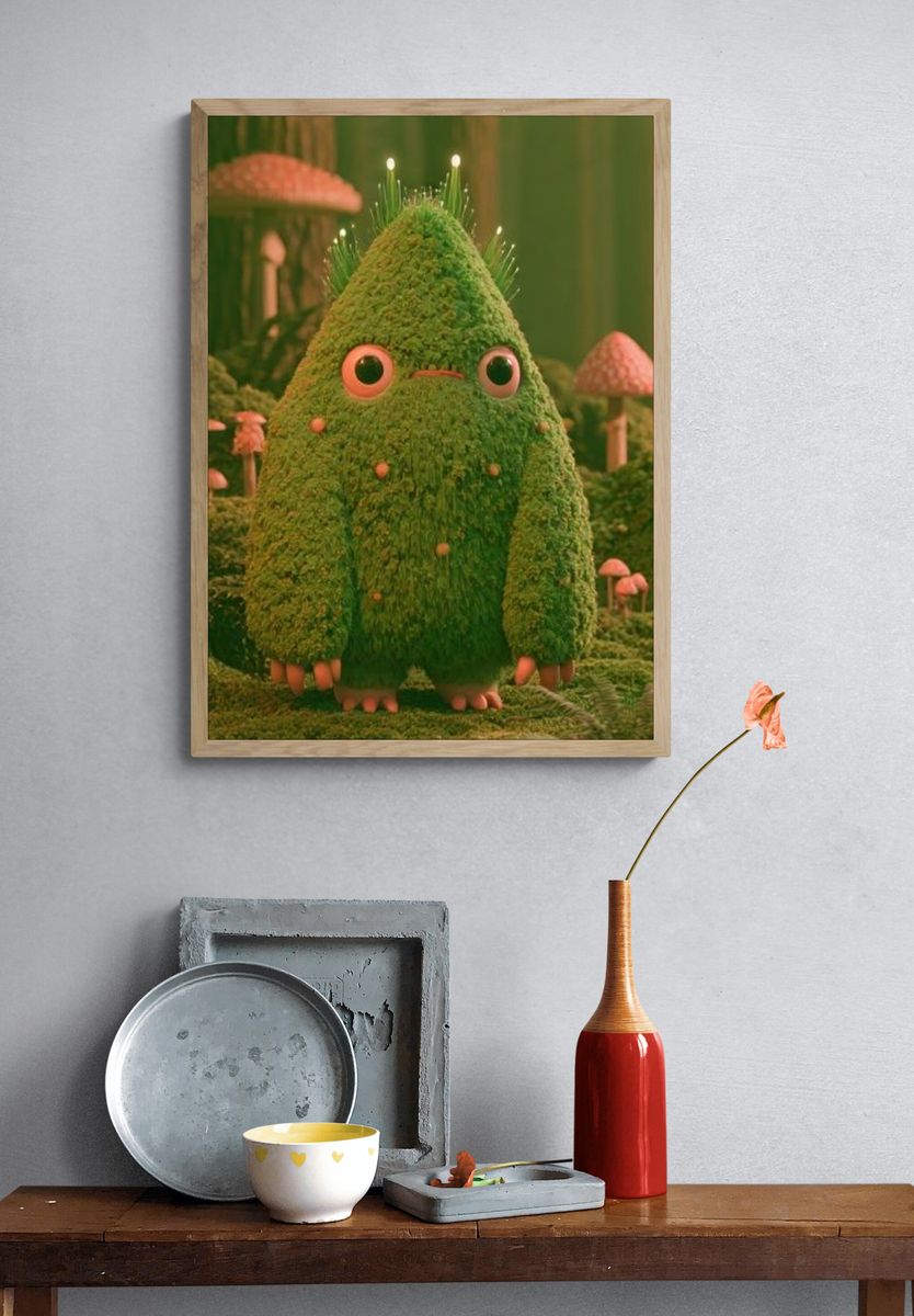 Mossy Forest Creature Illustration Poster. — room view 3
