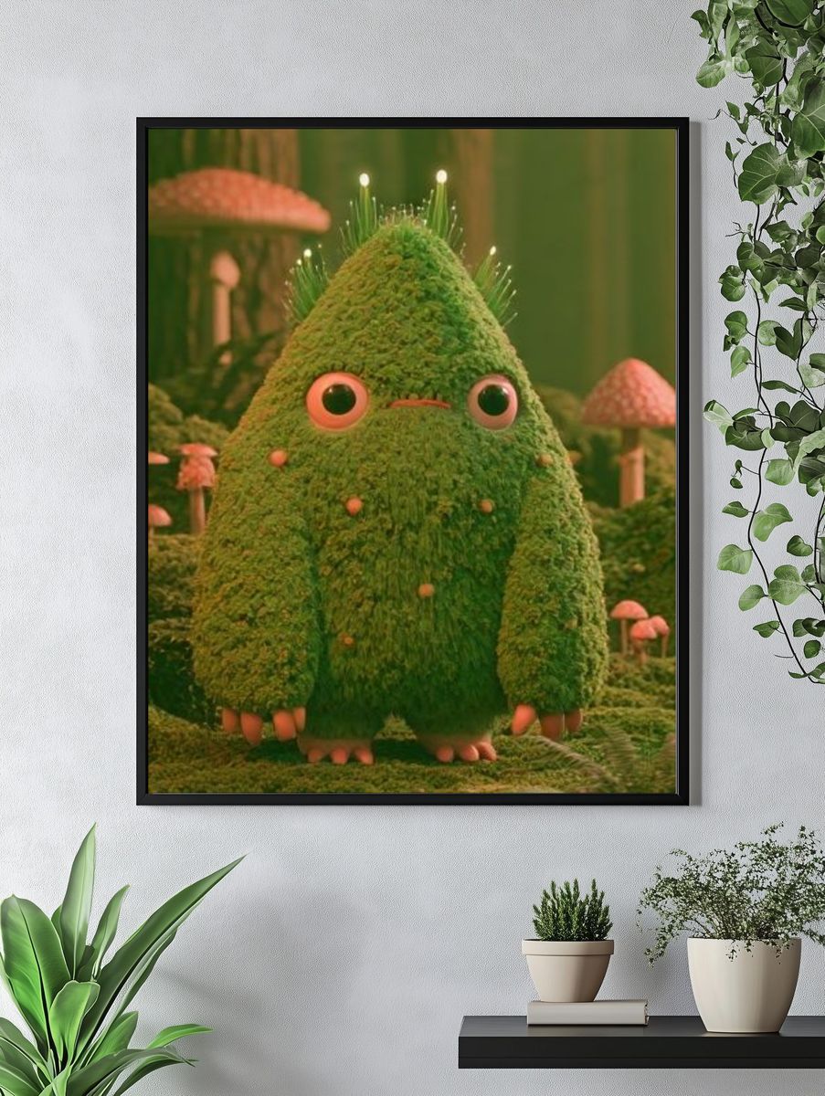Mossy Forest Creature Illustration Poster. — room view 4