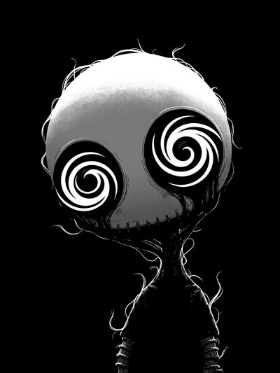Spooky Spiral Doll Illustration Poster. poster