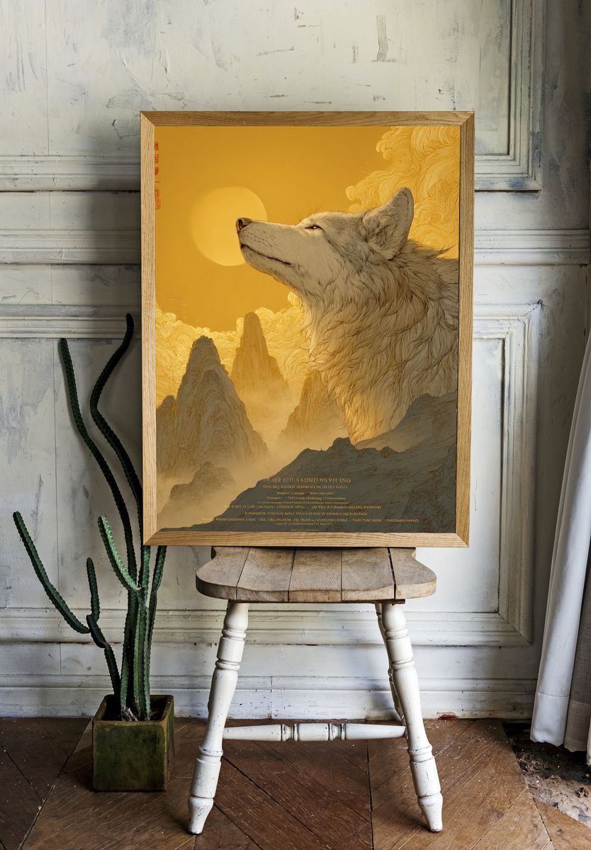 Golden Wolf Mountain Poster. — room view 1
