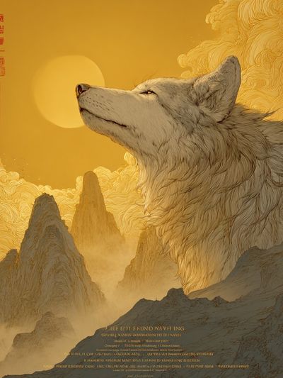 Golden Wolf Mountain Poster. poster print