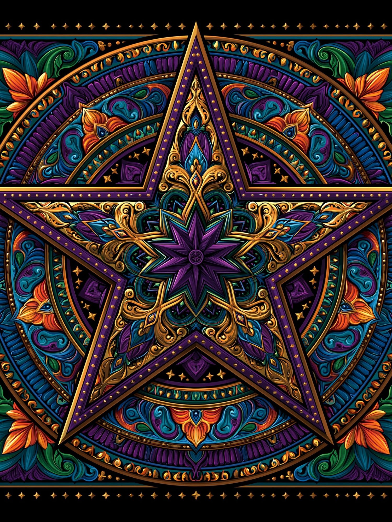 Ornate Pentagram Mandala Poster. poster detail