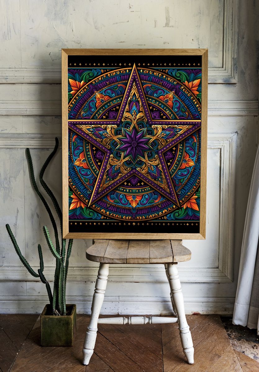 Ornate Pentagram Mandala Poster. room preview