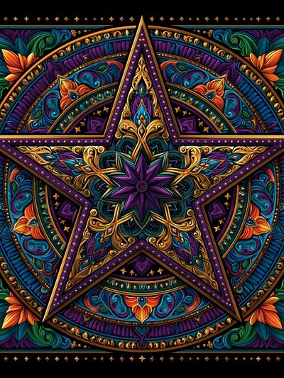 Ornate Pentagram Mandala Poster.
