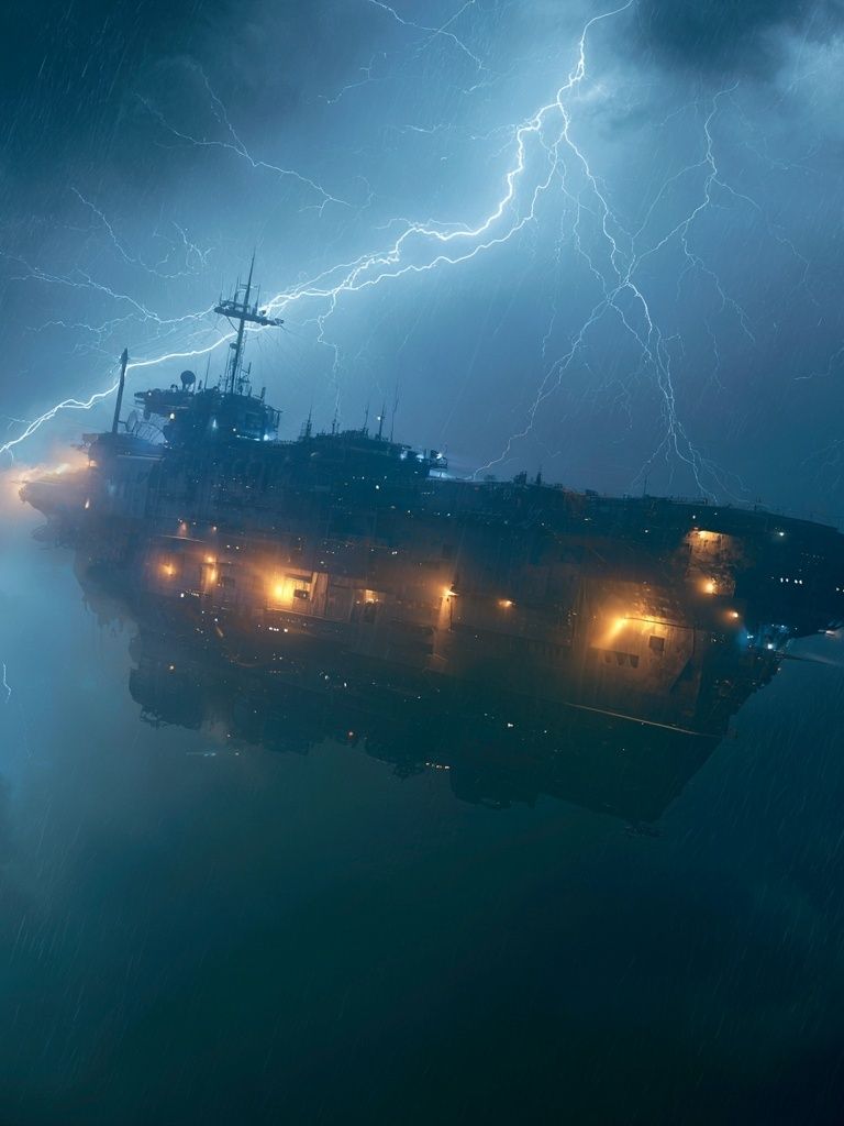 Stormy Aircraft Carrier Poster. poster detail