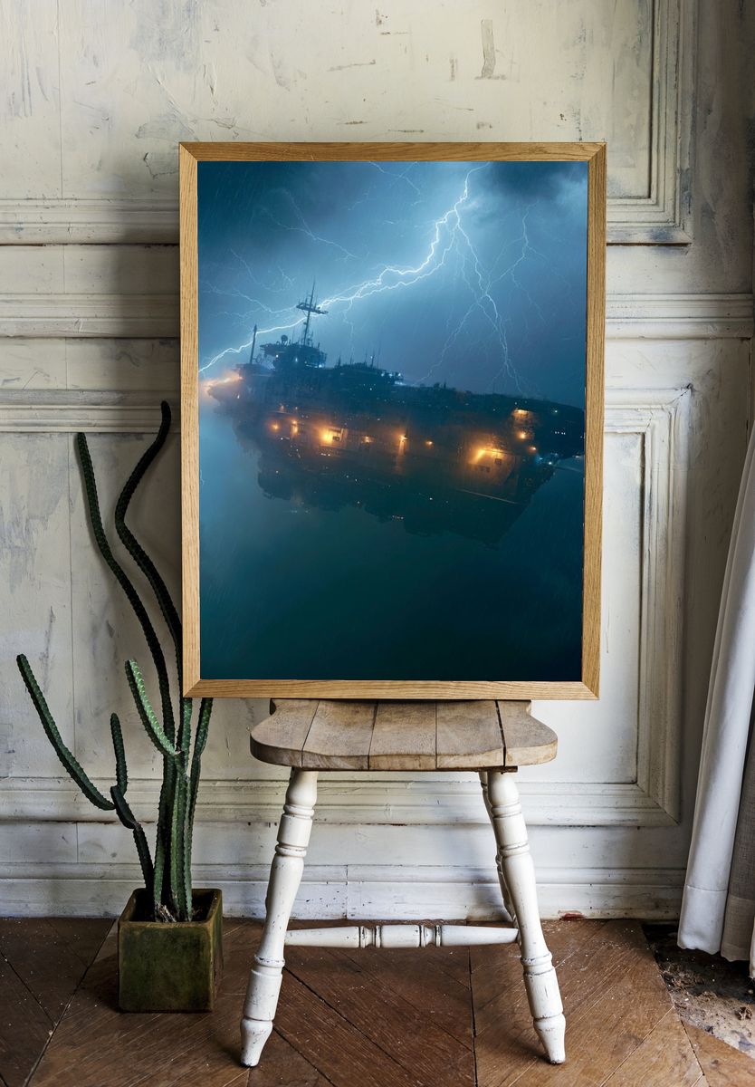 Stormy Aircraft Carrier Poster. room preview
