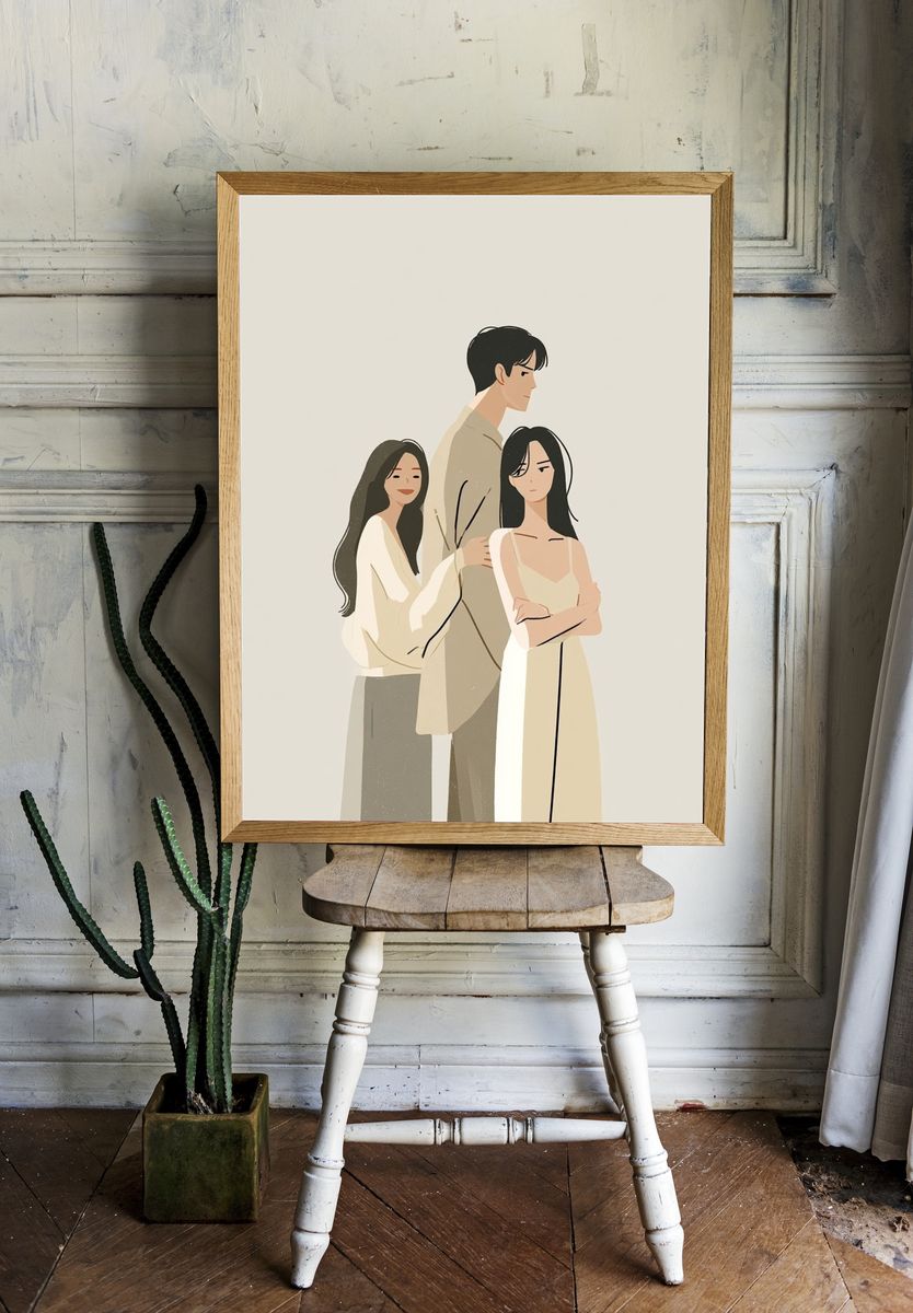 Minimalist Trio Portrait Poster. room preview