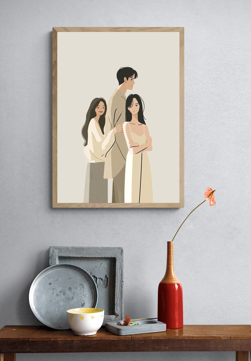 Minimalist Trio Portrait Poster. — room view 3