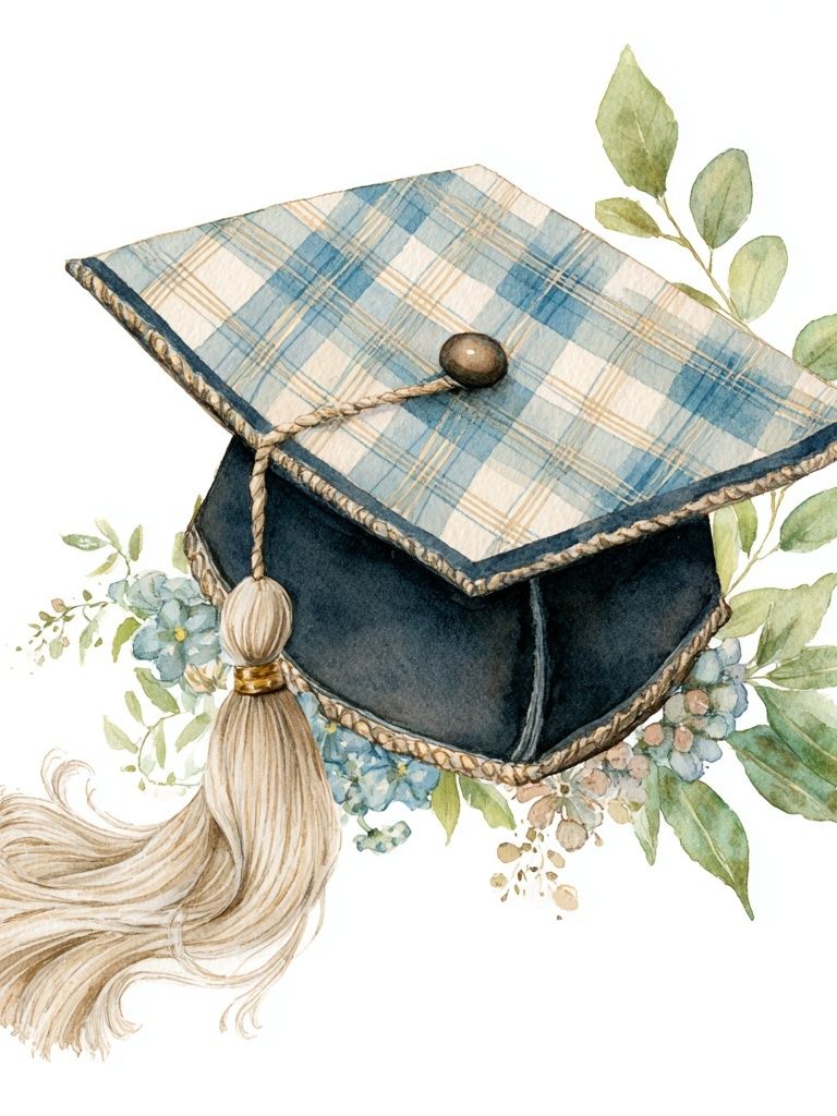Graduation Cap Watercolor Print. poster detail