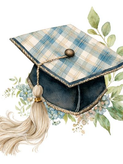 Graduation Cap Watercolor Print. poster