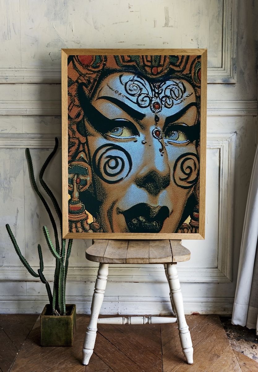 Mystic Mask Surrealism Print. room preview