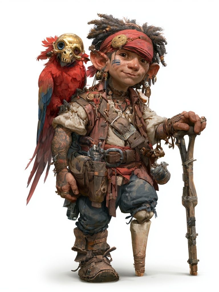 Fantasy Pirate Gnome Illustration Poster. poster — illustration art