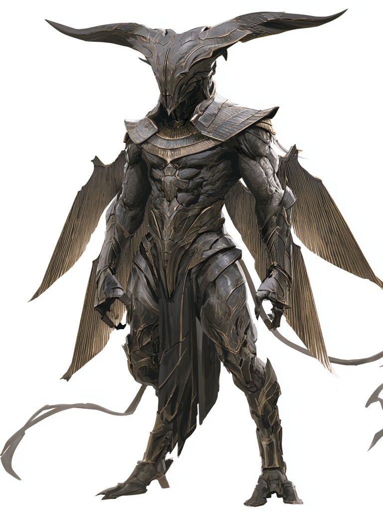 Winged Dark Warrior Fantasy Print. poster — illustration art
