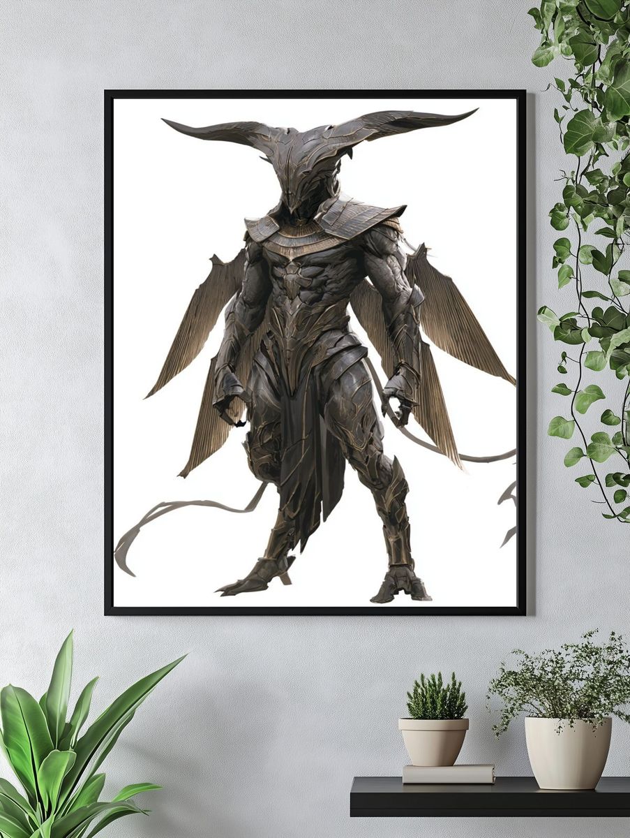 Winged Dark Warrior Fantasy Print. — room view 4