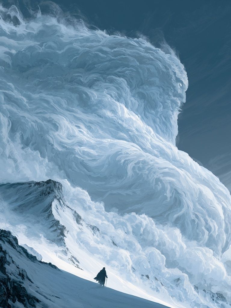 Snowy Mountain Storm Illustration Poster. poster — illustration art