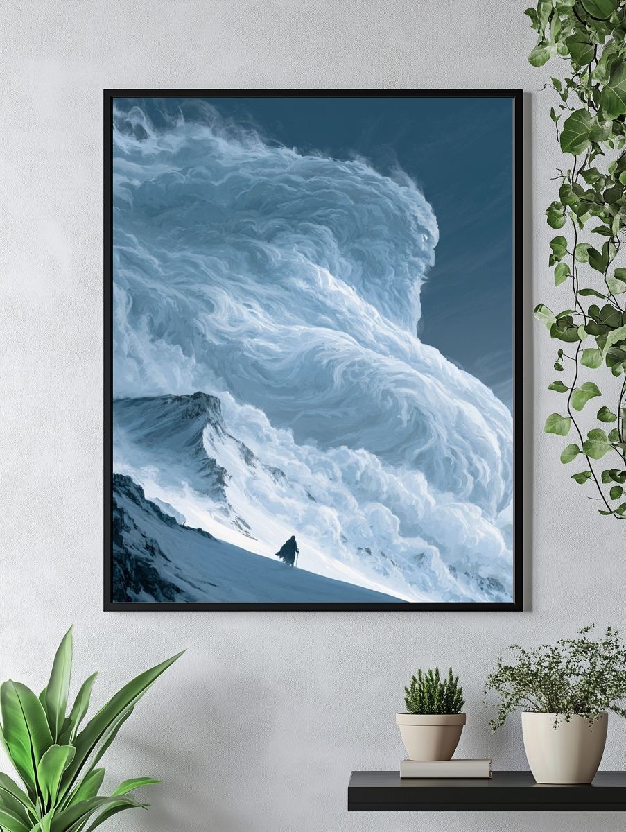 Snowy Mountain Storm Illustration Poster. — room view 4
