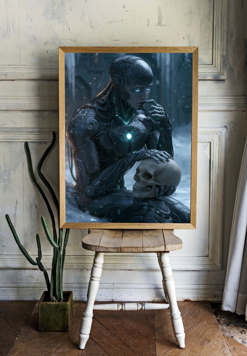 Cybernetic Thinker Sci-Fi Print. room preview